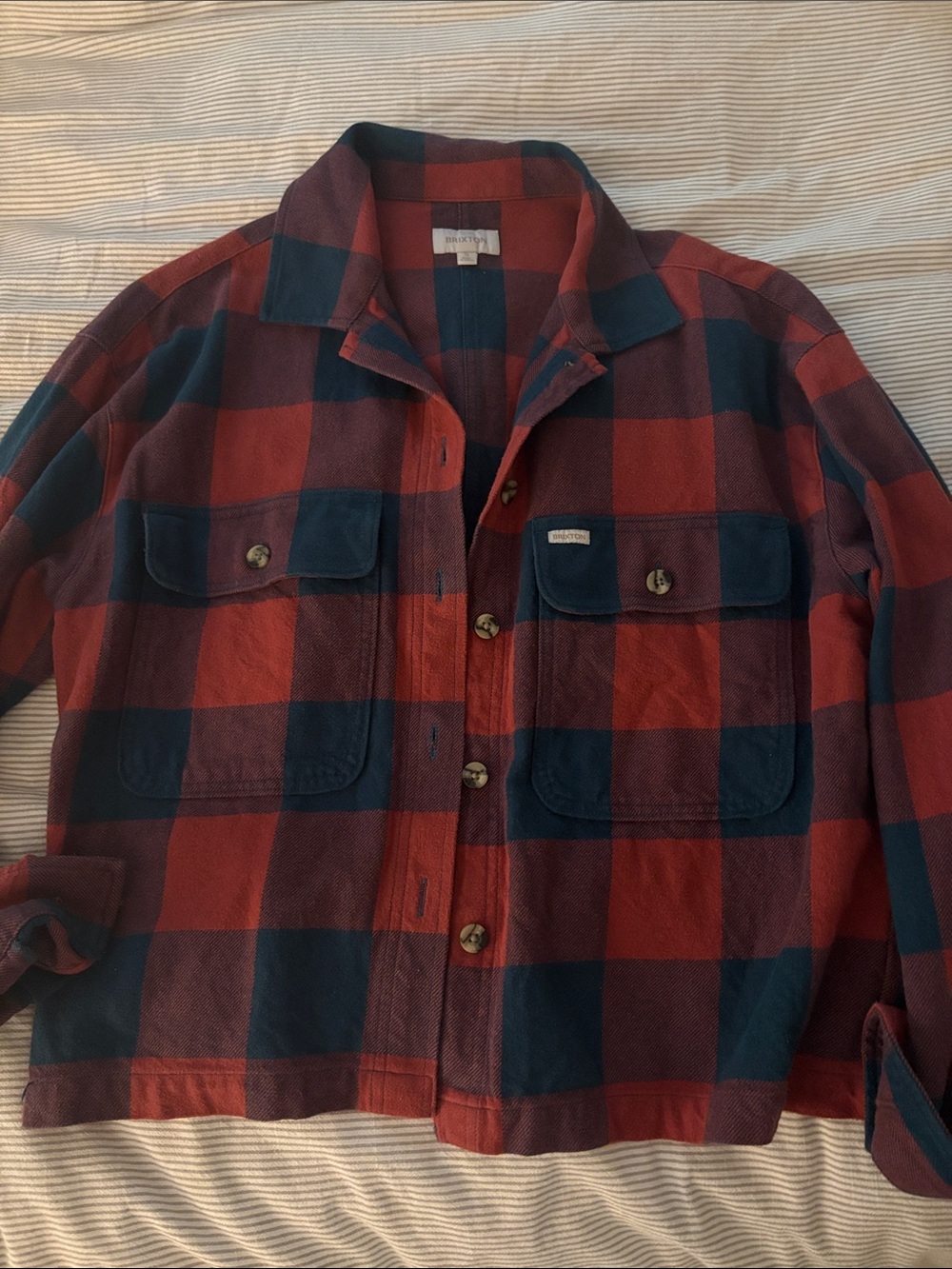 Brixton Red and Navy Buffalo Check Shirt Jacket
